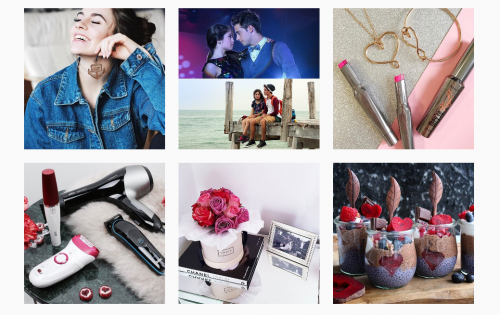 Sechs Bilder zum Valentinstag bei Instagram.