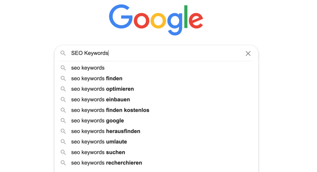 Google-Suche von SEO-Keywords