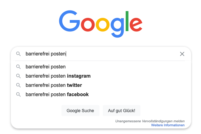 Ein Screenshot einer Google-Suche, um Tipps für barrierefreies Posten zu finden